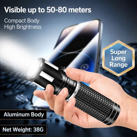 Lampe de Poche LED Portable Mini en Alliage d'Aluminium Forte Lumière Extérieur Rechargeable Étanche Torche Outil d'Éclairage Portatif