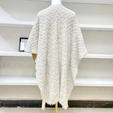 Dames Herfst Winter Gebreide Sjaal Franjes Open Voorkant Cardigan Poncho Casual Ruitjes Warm Wikkelsjaal
