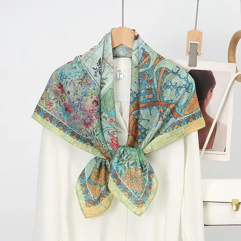 Vintage Bloemen Dubbelzijdig Bedrukt Fluweel Vierkante Sjaal Dames Mode Herfst Winter Warme Hals Sjaal Hoofddoek