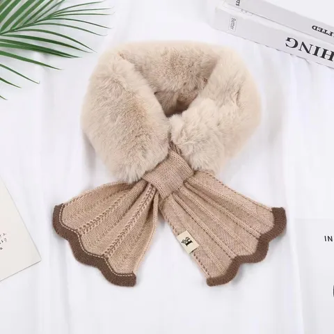 Winter Warme Nep Rex Konijnenbont Gesplitste Gebreide Sjaal Kruis Vissenstaart Ontwerp Elegante Sjaal Voor Vrouwen