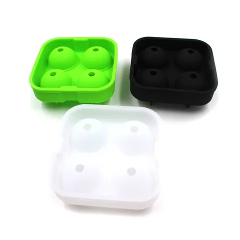 Silicone Ice Cube Tray 4 Cavity Sphere Ice Ball Maker Mold Flexible Reusable Whiskey Cocktail Kitchen Bar Tool