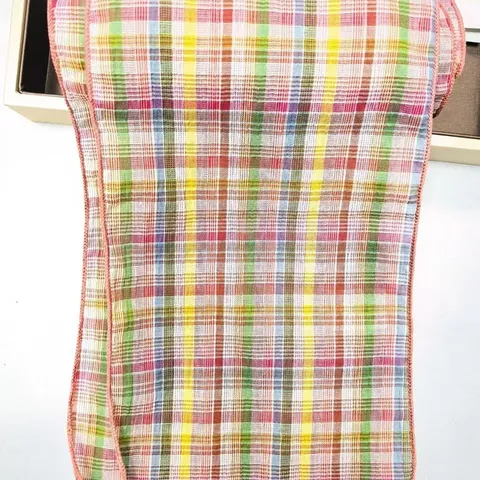 Women Plaid Triangle Scarf French Vintage Dopamine Neck Scarf Lightweight Polyester Hair Bandana For Daily Photo