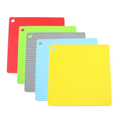 Mantel Individual de Silicona con Diseño de Panal Cuadrado Antideslizante Termorresistente para Mesa de Comedor Cocina Olla Taza