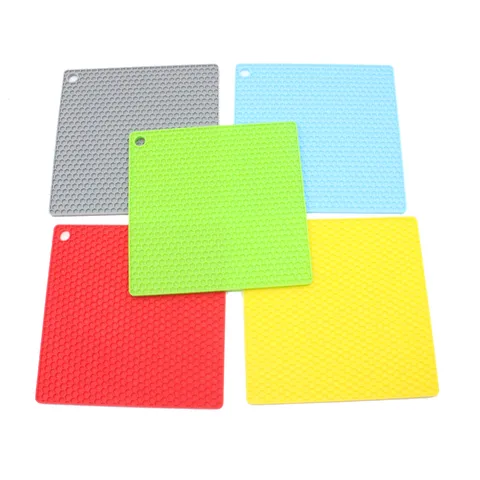 Mantel Individual de Silicona con Diseño de Panal Cuadrado Antideslizante Termorresistente para Mesa de Comedor Cocina Olla Taza