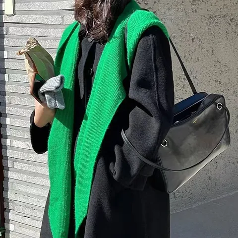 Koreaanse Stijl Casual Gebreide Muts En Sjaal Geïntegreerde Sjaal Effen Kleur Warm Winter Koud Weer Mode Vrouwen Accessoire