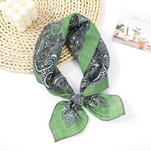 Dames Mode Polyester Paisley Bloemenprint Vierkante Sjaal Veelzijdige Dagelijkse Decoratieve Bandana Hals Sjaal