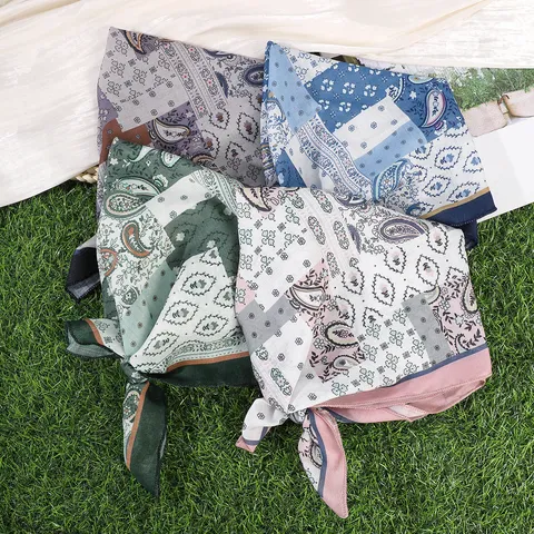 Dames Vintage Paisley Print Vierkante Sjaal Lichtgewicht Ademend Polyester Nek Sjaal Mode Accessoires