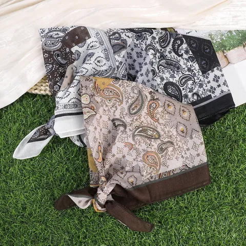 Dames Vintage Paisley Print Vierkante Sjaal Lichtgewicht Ademend Polyester Nek Sjaal Mode Accessoires