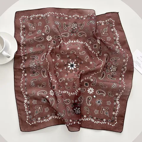 Dames Mode Vierkante Sjaal Vintage Bloemen Paisley Print Polyester Lichtgewicht Hals Sjaal Haarband Tas Accessoire