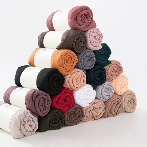 Γυναικείο Μόδα Casual Βαμβάκι Rayon Φυσικό Τσαλάκωμα Κασκόλ Μονόχρωμο Αναπνεύσιμο Σάλι Αξεσουάρ Καθημερινής Χρήσης