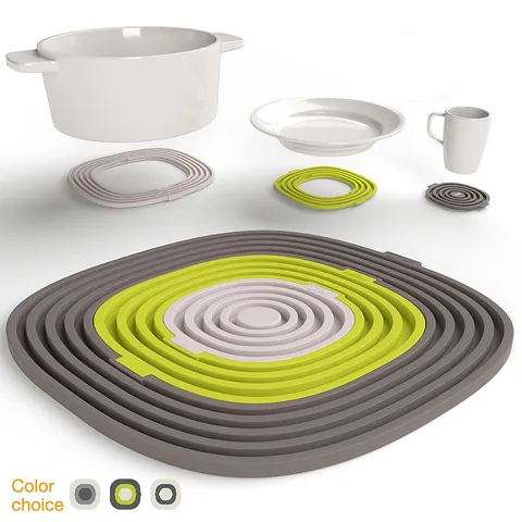 Silicone Trivet Mat Set Foldable Heat Resistant Hot Pad Pot Holder For Kitchen Dining Table Placemat 3-Piece Set