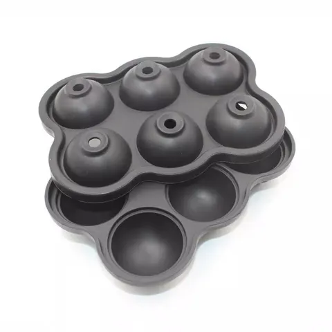 Molde de Bola de Hielo de Silicona de 6 Agujeros Bandeja de Cubitos de Hielo Fabricante de Hielo Flexible