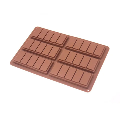 Food Grade Silicone Chocolate Mold 6 Cavity Long Bar Waffle Square Baking Mold DIY Kitchen Pastry Baking Tools