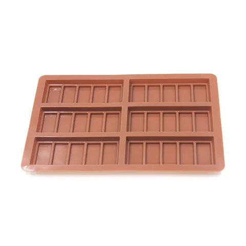 Food Grade Silicone Chocolate Mold 6 Cavity Long Bar Waffle Square Baking Mold DIY Kitchen Pastry Baking Tools