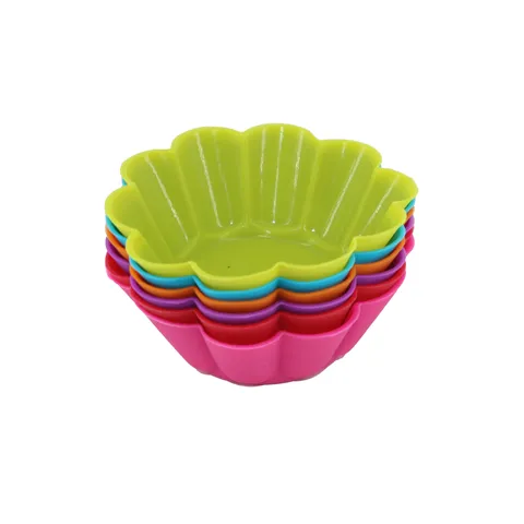 Silicone Muffin Cup Round Cake Mold Floral Baking Cup Mini Egg Tart Muffin Mold Kitchen Baking Tools Silicone Mold