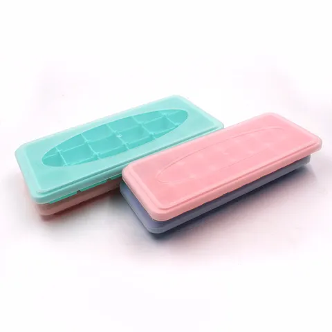 Bandeja de Hielo de Silicona Con Tapa Multi Rejilla Caja de Congelación de Alimentos Molde de Fabricación de Hielo de Cocina