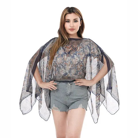 Women Bohemian Paisley Chiffon Beach Cover Up Summer Sun Protection Long Shawl Printed Multiuse Bikini Wrap Scarf Large Soft Sarong
