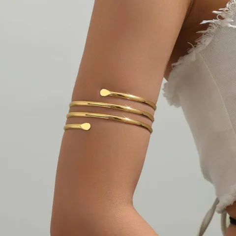 Minimalistisch Zinklegierung Spirale Oberarmreif Offen Verstellbar Mehrlagig Armreif Luxus Geometrisch Armreif Für Damen Schmuck Zubehör