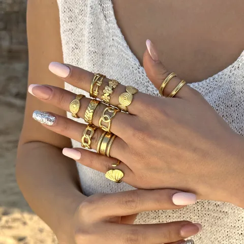 Minimalistischer Offener Ring Aus Edelstahl Fur Frauen Gold Silber Plattiert Geometrisches Breites Band Verstellbarer Vintage Fingerschmuck