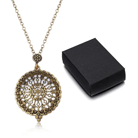 Collana Con Ciondolo A Lente D'Ingrandimento Vintage Cava Ingrandimento 5X Lega Retrò Vetro Catena Per Maglione Gioielli Per Lettura Unisex