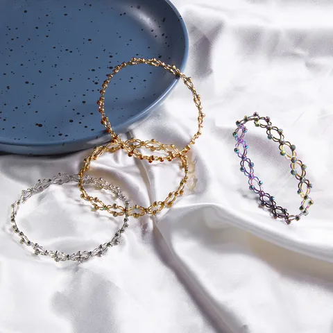 Anello Bracciale Retrattile 2-In-1 Per Donna Rame Strass Anello Pieghevole Regolabile Gioielli Di Moda Creativi Regalo