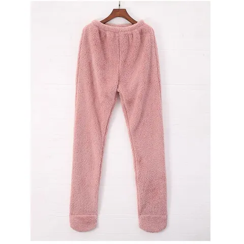 Pantalones de Pijama de Forro Polar Coral Espesado para Mujer Cálidos de Invierno