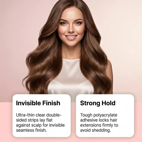Cinta Adhesiva de Doble Cara para Extensiones de Cabello Invisible Fuerte Sujeción Pestañas Adhesivas de Repuesto para Pelucas y Extensiones