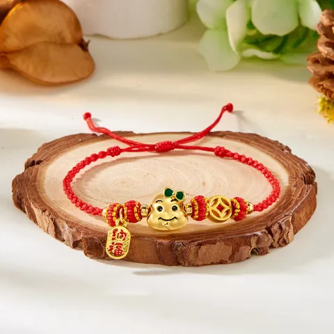 Year Of The Snake Red String Bracelet For Women Zodiac Snake Pendant Alloy Beaded Bracelet Lucky New Year Jewelry Gift