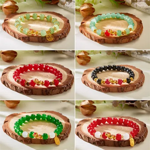 Neo-Chinese Style Alloy Zodiac Snake Pendant Beaded Bracelet Artificial Pearl Charm Electroplated Holiday Jewelry For Women Gift