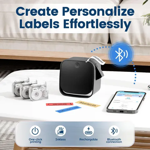 Tragbarer Mini Thermal Etikettendrucker Bluetooth Kabellos Handheld Etikettendrucker Mit Farbband Für Büro Zuhause Schule