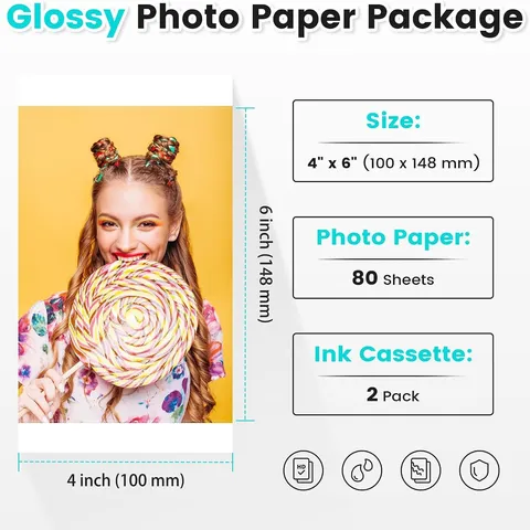 Thermal Sublimation Photo Paper and Ribbon Kit Compatible with Liene Printer Glossy Refill Pack