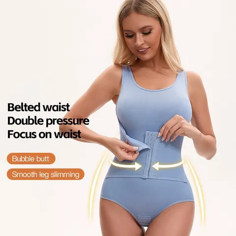 Guainetta Senza Cuciture da Donna Body Shaper Controllo Addominale Corpo Intero Bottoni Sollevatore di Glutei Allenatore di Vita