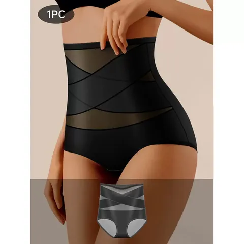 Mutandine Modellanti a Vita Alta da Donna Controllo Pancia Senza Cuciture Traspirante Bendaggio Incrociato Sollevamento Glutei