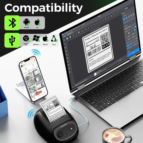 Phomemo M160 Portable Bluetooth Thermal Label Printer Mini Wireless Commercial Barcode Printer For Office Home Use
