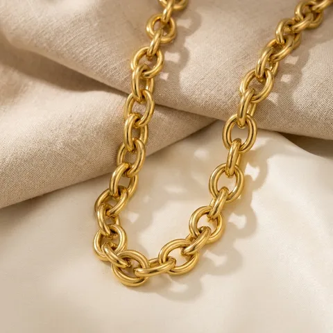 Collana a Catena Spessa in Acciaio al Titanio Hip Hop per Donna Uomo Oro Argento Colore Geometrico Statement Maglione Catena Minimalista Punk Gioielli Regalo