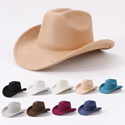 Vintage Western Cowboy Hut Für Damen Herren Fedora Filz Wildleder Sonnenschutz Verstellbare Größe Mode Outdoor Hut