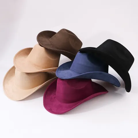 Vintage Western Cowboy Hut Für Damen Herren Fedora Filz Wildleder Sonnenschutz Verstellbare Größe Mode Outdoor Hut
