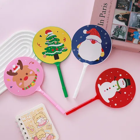 Bolígrafo de Abanico de Navidad Creativo Dibujos Animados Papá Noel Reno Muñeco de Nieve Árbol Papelería Estudiante Premios Escolares Regalos