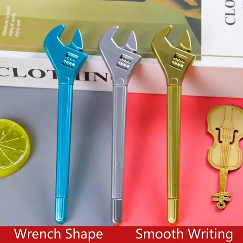 Creative Hardware Wrench Screwdriver Shaped Gel Pen Plastic Electroplated Metallic Finish Smooth Writing Fine Needle Tip Writing Sign Pen For Office School Novelty Stress Relief Gifts