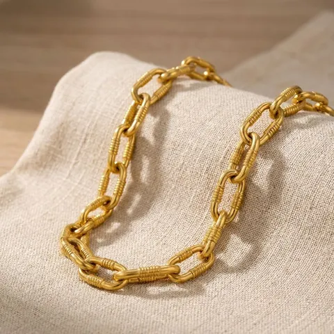 Collana a Catena Spessa in Acciaio al Titanio Hip Hop per Donna Uomo Oro Argento Colore Geometrico Statement Maglione Catena Minimalista Punk Gioielli Regalo