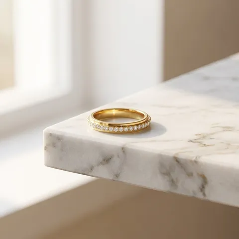 Squisito Anello Spinner in Acciaio al Titanio per Uomo Donna Minimalista Strass Pavé Anello Rotante Gioielli da Mano Antistress Personalizzati