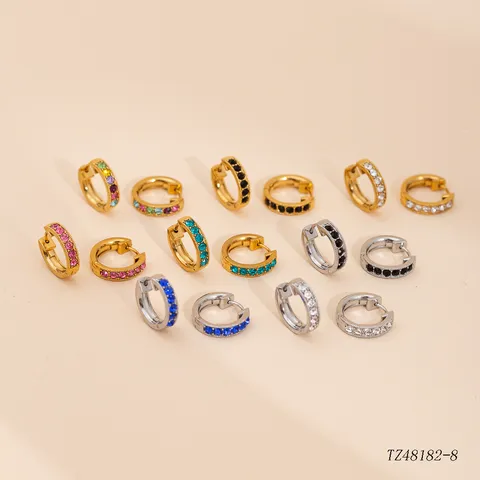 Lussuosi Orecchini a Cerchio in Acciaio al Titanio Tondi con Strass per Donna Placcati in Oro Orecchini Huggie Colorati Gioielli Minimalisti