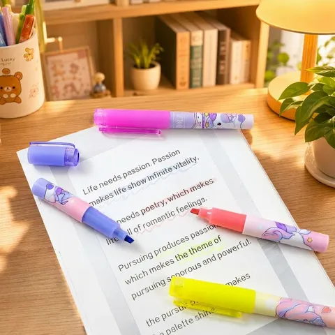 Cute Cartoon Unicorn Plastic Highlighter Pen Chisel Tip Multicolor Marking Pen For Office School Diary Scrapbook Drawing Stationery Gift