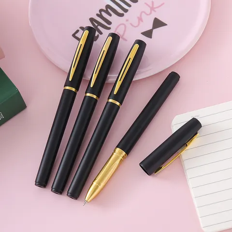 Zakelijk Mat Zwart Gelpen Gouden Clip 0.5mm Kogelpunt Zwarte Inkt Kantoor School Schrijfwaren Handtekening Pen