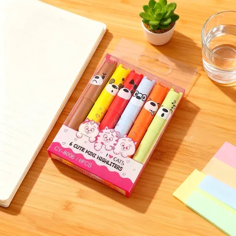 Cartoon Bär Form Textmarker Set Macaron Farbe Keilspitze Marker Stifte Kunststoff Studenten Büro Schreibwaren Zeichnen Kunst