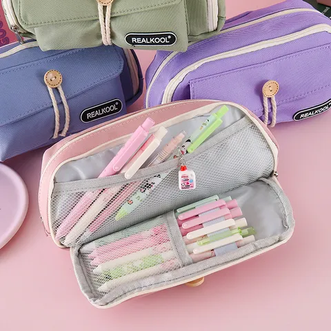 Japanisches Segeltuch Mäppchen Große Kapazität Minimalistische Schreibwaren Aufbewahrungstasche Für Schule Studenten Damen
