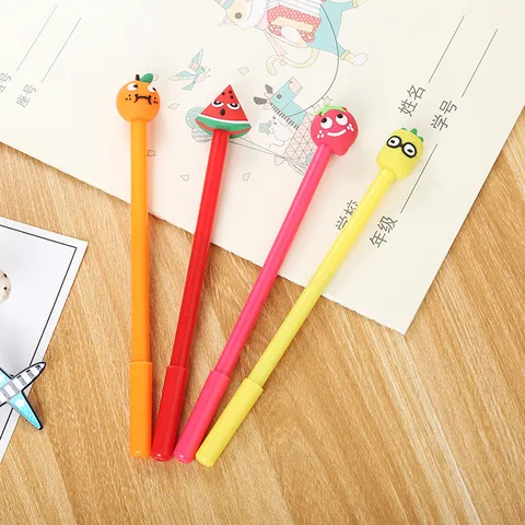 Creative 3D Fruit Gel Pens 0.5mm Tip Pineapple Watermelon Strawberry Orange Pattern Plastic Writing Tool For School Office