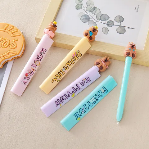 Niedlicher Capybara Lineal Gelschreiber 0,5mm Schwarze Tinte Cartoon Schüler Schreibwaren Kunststoff Silikon Signierstift Für Büro Schule