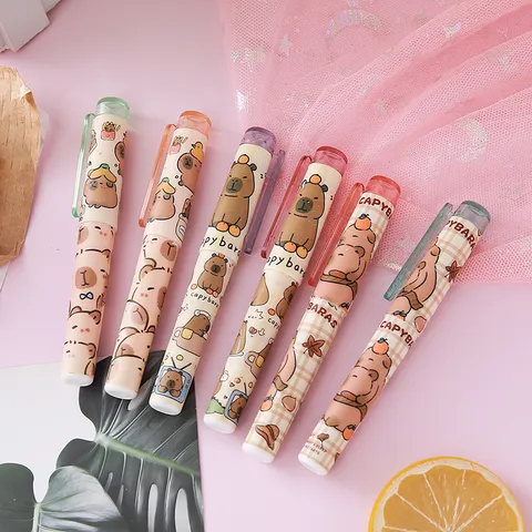 Cute Capybara Highlighters Cartoon Waterpig Chisel Tip Pastel Marking Pens For Students Office School Stationery Gift