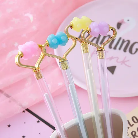 Creative Stress Relief Massage Gel Pen Heart Design Cute Student Stationery Writing Tool Office Sign Pen Macaron Color Pen